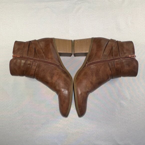 Frye & Co - Indiana Heeled Stacked Leather Ankle Boots Brown Women's Size 8M New - Picture 4 of 15